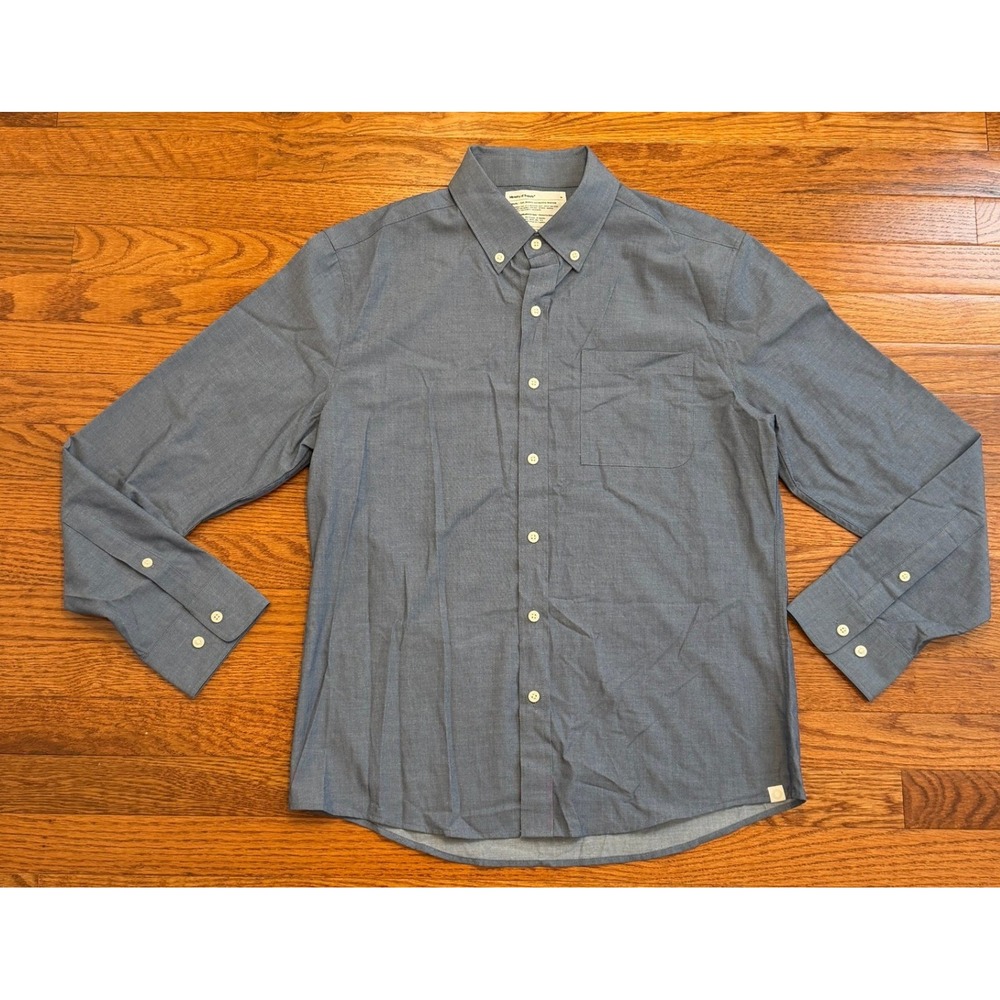 Ministry of Supply Velocity Button Down Shirt Mens Medium Blue Stretch Commuter